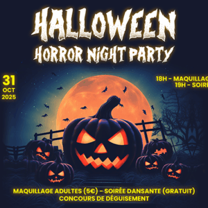 Soirée dansante Halloween HORROR NIGHT PARTY // vendredi, 31 octobre 2025, 19:00